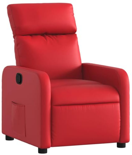 SDWEHO7 Relaxsessel, Fernsehsessel mit Liegefunktion, Polstersessel mit Seitentasche für Wohnzimmer, Schlafzimmer, 66 x 89.5 x 95.5 cm Rot Kunstleder