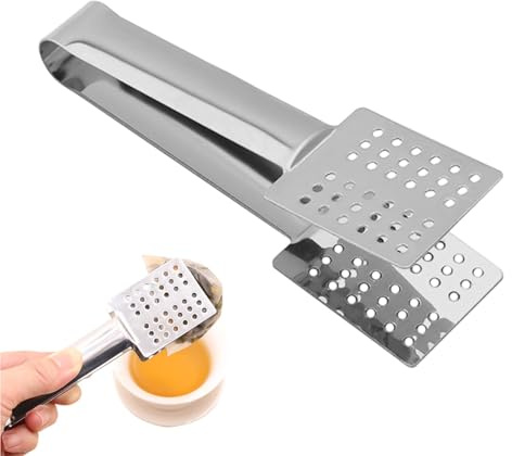 Tea Bag Squeezer Stainless Steel Tongs Strainer Clip 14cm | Effective Tea-Tool for Easy Extraction, Filter Tong for Gripping Loosing Leaf Tea-Bags Ice Sugar Cubes