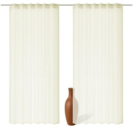 Foxx 2er Set Schlaufenschal Creme 300 cm transparent Moderne Vorhänge | leichte Voile Stores mit verdeckten Schlaufen für lichtdurchlässige Fensterdekoration, elegante Gardinen für modernes Wohnen