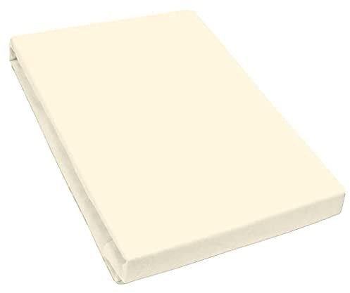 Bella Luna Jersey de Luxe Spannbettlaken in Puder-Beige | Bettbezug für Wasserbetten, Boxspringbetten & Übergrößen | Größe 200x220 bis 200x240 cm | pflegeleichtes Spannbetttuch aus 97% Baumwolle