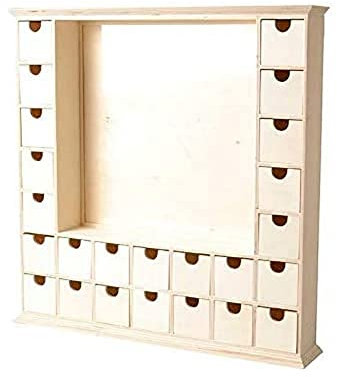 Artemio 14002558 Adventskalender aus Holz, quadratisch, mit Schachteln, 44 x 44 x 7 cm
