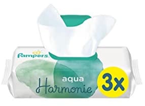 Pampers Aqua Harmonie Baby Wipes for Sensitive Skin, Hypoallergenic and Fragrance Free, 3 Packs of 48 Wipes