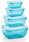 Grizzly 4er Set Frischhaltedosen (0,4L, 0,8L, 1,4L, 2,3L), rechteckig, Kunststoff, 100% luft-/wasserdicht, mikrowellengeeignete Vorratsdosen, Petrol