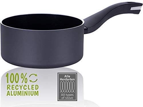 Berndes Topf 16 cm, b.green Alu Recycled Induction, Stieltopf hergestellt zu 100% aus recycelten Getränkedosen