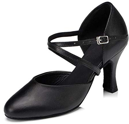 MINITOO Damen Leder Salsa Latin Tanzschuhe Bequem Party Abend Pumps Schuhe L188 Schwarz EU 41