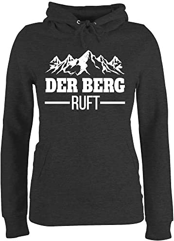 Pullover Damen Hoodie Frauen - Skiurlaub Apres Ski - Der Berg Ruft - M - Anthrazit meliert - Geschenkideen für Wanderer Party Outfit Skifahrer ruf Hoody Damen,der Kapuzenpullover skioutfit Berge