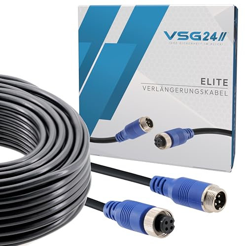 VSG24 Verlängerungskabel Elite für Rückfahrkamera & Rückfahrsysteme universell KFZ Kamera Kabel 4PIN / Polig für LKW Anhänger Traktor Wohnwagen Wohnmobile Robust & Wetterfest IP67-1,5 Meter