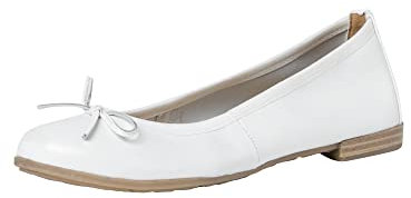 MARCO TOZZI Damen Ballerinas aus Leder mit Schleife, Weiß (White), 40 EU