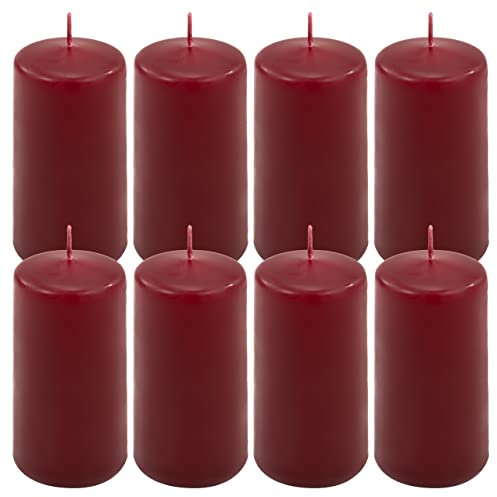Stumpenkerze weinrot Höhe 10 cm Ø 5 cm lange Brenndauer Rund-Kerze Säulenkerzen Kerzen-Deko Tafelkerzen Weihnachts-Kerzen Hochzeits-Deko (8)