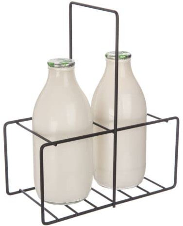 HoitoDeals 2 Bottle Rack Grey Milk Bottle Holder Tidy Crate Rack Carry Carrier Doorstep Store Jug Caddy
