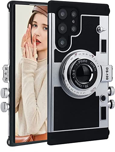 YAKVOOK Emily in Paris Phone Case for Samsung Galaxy S23 Ultra,Camera Phone Case Phone Lanyard 3D Cute Unique Cool Soft Silicone Case Compatible with Samsung Galaxy S23 Ultra Girls Women Black