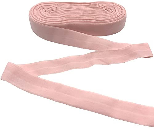 DHER Baumwollband nähen twill-band Einfassband Baumwolle Nahtband 10m Nähen Saumstreifen 2cm breit elastisches Saumband Kleidung gefaltetes elastisches Band unten Saumband Kleidungsstück (Hellrosa)