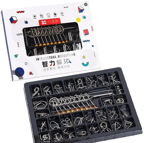 MINGZE Casse-tête métallique Wire Set de 30, Métal Brain Teaser Puzzle 3D Jeux de Patience Ensemble IQ Test Disentanglement Puzzles Jeu Magic Toy Trick pour Enfants et Adultes Challenge