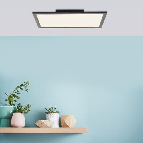 Lightbox LED Aufbaupaneel - 40 x 40 cm - Wand- & Decken Panel mit Fernbedienung & CCT & Memory Funktion & Nachtlicht & Timer - 2300 lm - 2700-6500 K - aus Metall/Kunststoff - in Sand Schwarz