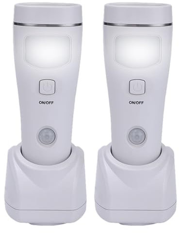 Fozuanei 2 Pack LED Torch Super Bright, 4 in 1 LED Rechargeable Plug in Flashlights, LED Emergency Lights, Plug in Power Outage Light with Motion Detection for Power Cuts, Camping Emergency