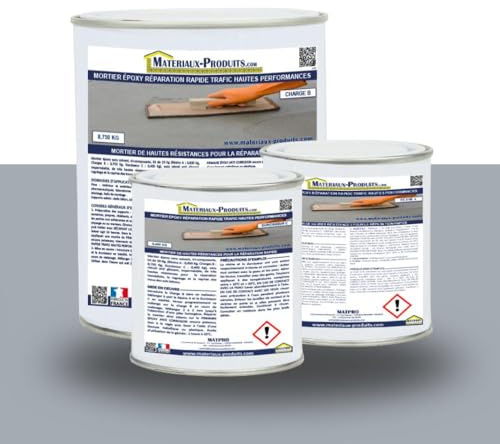MATPRO - Mortier Époxy Réparation Rapide Trafic - Sans Solvant ni Retrait - Réparation Sols Béton Escaliers - Antidérapant et Imperméable - Gris Béton - 2.5Kg