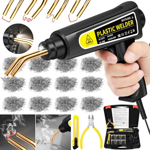 MOYKSRR 80W Saldatrice per Plastica, Kit di Riparazione Paraurti Auto con 800pcs 6 Tipo Graffette, Plastica Saldatrice Kit, Kit di Plastica Riparazione Saldatura per Auto Paraurti/Auto Ricambi
