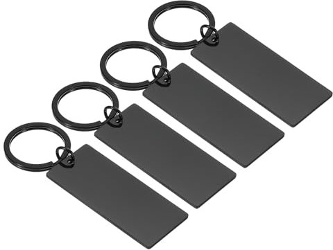 PATIKIL 4 Pcs de Placas de Estampado de Metal, Placas de Estampado de Rectángulo para Llaveros en Acero Inoxidable para Grabado Laser, Negro