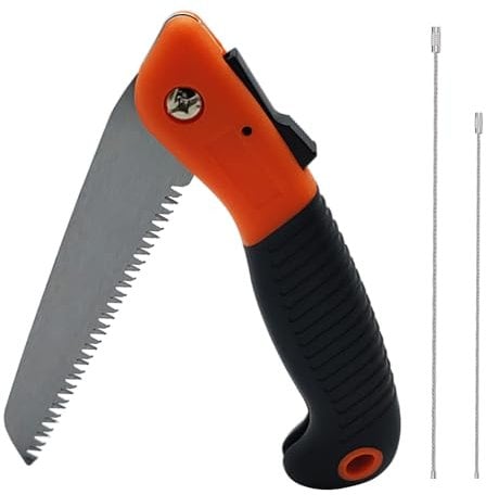 GTIWUNG Sierra de Mano Plegable, Serrucho de Poda Plegable, Árbol Sierra, Sierra de Jardín antideslizante, la mejor herramienta para camping, Caza, Supervivencia Gear,Naranja