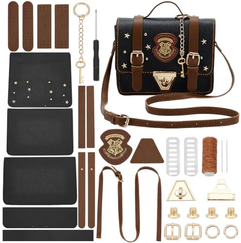 WADORN DIY Set Zur Herstellung Einer Umhängetasche Aus PU-Leder, Umhängetasche Aus PU-Leder Handgefertigtes Zubehör Zum Herstellen von DIY-Basteltaschen Für Frauen, Schwarz