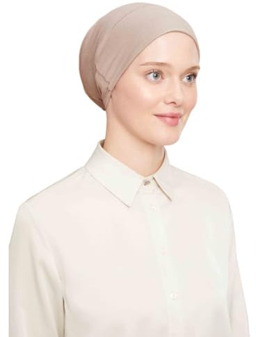 ihvan online Hijab Kopftuch, Beanie Unterkappe Schal, Turban Kopftücher für Damen, Muslimische unterkopfbedeckung Hijab Kappe, Creme