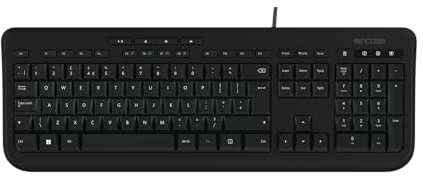 Incase Wired Keyboard 600 – Designed by Microsoft – Spill Resistant, Quiet Touch Keys, Plug and Play, 4 Hotkeys, Windows Start Key – Black UK Layout