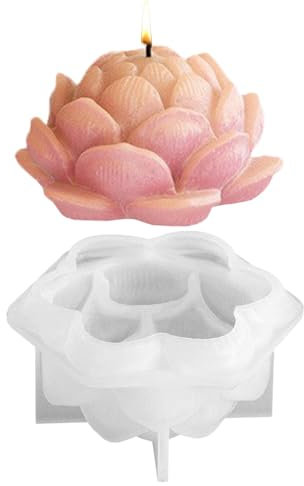 Moules À Bougies En Silicone En Forme De Fleur De Lotuss Pour La Fabrication De Bougies À Savon En Argile Polymère, Cire De Soja, Bougie D'aromathérapie, Décoration De La Maison