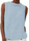 Women's Cotton Linen Tank Tops High Neck Casual Cami Sleeveless Camisole Blouses Summer Basic Shirt Solid Color Crop Tops(Light Blue,X-Large)