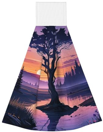 AQRMNBV Absorbierende Handtücher mit Mystic Twilight Print, kleines Korallen-Samt-Handtuch mit Aufhängeschlaufe für Küche und Badezimmer, dekorativ, 35,6 x 45,7 cm