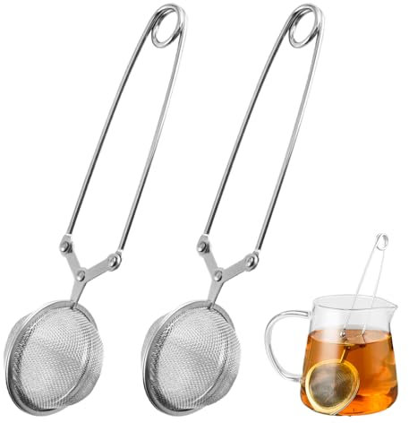 2 unidades de infusor de té para infusor de té suelto, colador de té para té suelto, mango telescópico, pinzas de acero inoxidable, bola de té (4,5 x 16 cm), especias, etc. del filtro inoxidable con