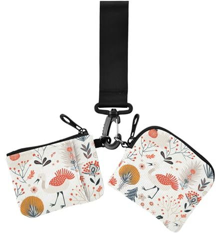 Emu Damen Münzbeutel Kartenhalter Minimalistische Handgelenktasche Schlüsselhalter mit Reißverschlusstasche für Damen, 2 Stück