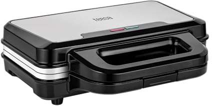 Teesa XXL Sandwichmaker 900W mit Keramikbeschichtung – Großer Kontaktgrill Antihaftbeschichtet – Toastautomat Vertikale Lagerung – Weiß/Silber