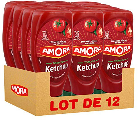Amora, Ketchup Nature, sans conservateur (Lot de 12x550g)