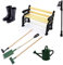 witgift Miniatur Puppenhaus Set Gartengeräte + Gummistiefel +Gießkanne +Parkbank+Straßenlampe Mini Ornament Garten Möbel Deko