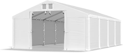 Das Company Lagerzelt 4x8m wasserdicht weiß Zelt 560g/m² PVC Plane hochwertig Zelthalle Summer SD - Faltpavillon, Gartenpavillon, Pavillon, Lagerzelt, Gartenhaus, Zeltgarage, Garagenzelt - Partyzelt