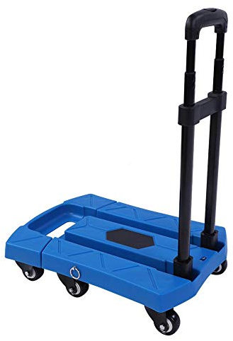 Faltbarer Klappwagen Handwagen, 400 Kg Schwerlast Plattformwagen mit 360° drehbarem 6 Rädern und Teleskophebel für Gepäck, Reisen, Einkaufen, Auto, Umzug und Büro, aus Metall