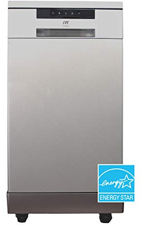 SPT SD-9263SS 18″ Wide Portable Stainless Steel Dishwasher with ENERGY STAR, 6 Wash Programs, 8 Place Settings and Stainless Steel Tub