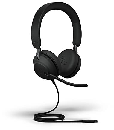 Jabra Evolve2 40 PC Headset – Noise Cancelling Microsoft Teams Certified Mono Headphones with 3-Microphone Call Technology – USB-A Cable – Black