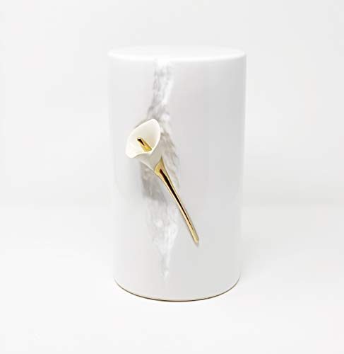 Lily White Ceramic Cremation Urn for Ashes - Unique Memorial Large Urn