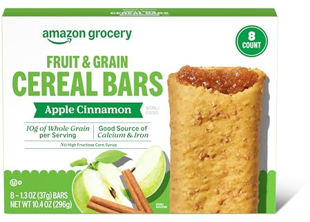 Amazon Grocery, Apple Cinnamon Fruit & Grain Cereal Bars, 1.3 Oz, 8 Ct
