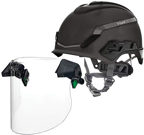 MSA V-Gard H1 Baustellenhelm - Unbelüfteter Arbeitshelm mit Visier - EN 12492 & 397 - Schwarz