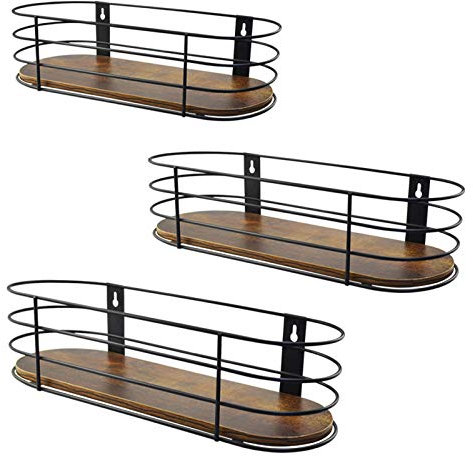 Calenzana Ovale schwebende Wandregale, 3er-Set, rustikaler Holzrahmen, Hängeregal für Badezimmer, Schlafzimmer, Küche, Wohnzimmer