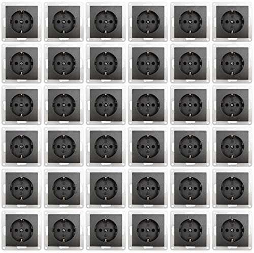 MC Power - 36er Pack Steckdosen | Flair | Unterputz Schukosteckdosen Set anthrazit, matt