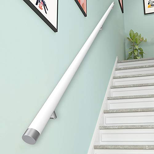 Treppengeländer Mit Armaturen Endkappen Weiß , Verbesserte Version Pine Anti-Rutsch-Handlauf-50~400 cm Komplettset, Korridor-Stützstange , Mit Fester Halterung (Size : 400cm)