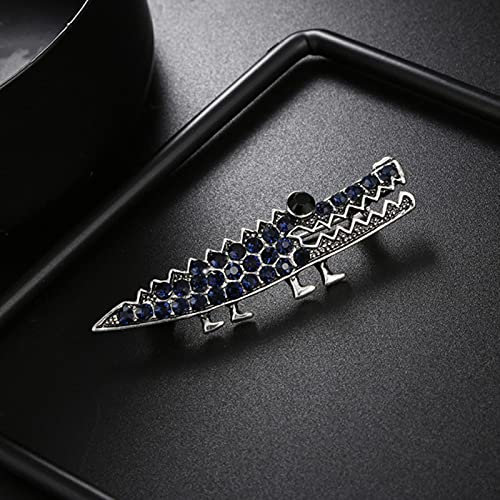hcma Dunkelblau Strass Krokodil Brosche Damen Tier Brosche Pin Schmuck Geschenk