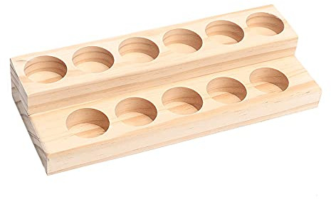 Qianchilang Nagelllack Ständer Organisator für Nagellack Aufbewahrungsbox für ätherische Öle Kosmetik Anzeige Regal Zweischichtiges 11 Loch Lagerregal aus Kiefernholz zur Präsentation ätherischem