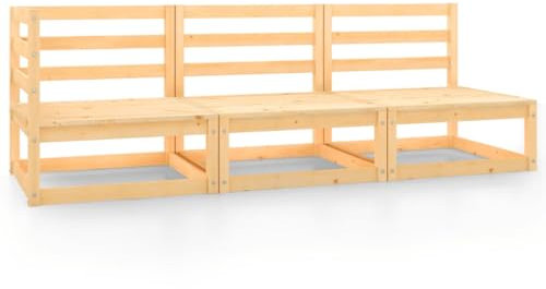 vidaXL Garten Lounge Set 3-TLG., Gartenmöbel Set Sitzgruppe für Garten Terrasse Balkon, Modular Sofa Garnitur Loungemöbel, Kiefer Massivholz