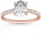 PAVOI 14K Gold Plated Engagement Rings for Women | Promise Wedding Band | 3CT Cushion Cut Round Oval Cubic Zirconia Fake Engagement Ring, 7 UK, Rose Gold, Cubic Zirconia