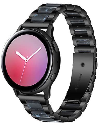 Gheper Bracelet de montre en acier inoxydable en résine compatible avec Samsung Galaxy Watch 7 FE 6 5 4 44mm 40mm/Watch Active 2/Active1 40mm/Watch 42mm/Watch 3 41mm Bracelet de rechange en métal 20mm