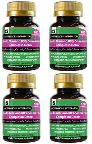 Cardo Mariano 80% Silimarina Complesso Detox 400 Compresse 1 al dì | con Tarassaco Carciofo Colina Inositolo | Senza Glutine | Depurativo Fegato LABOTTEGADEGLIINTEGRATORI